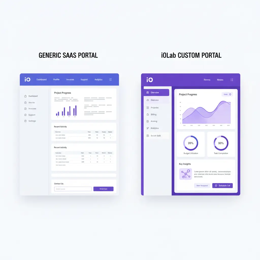 Why Custom Client Portals Beat Generic SaaS in 2026 — Blog article by iOLab Digital