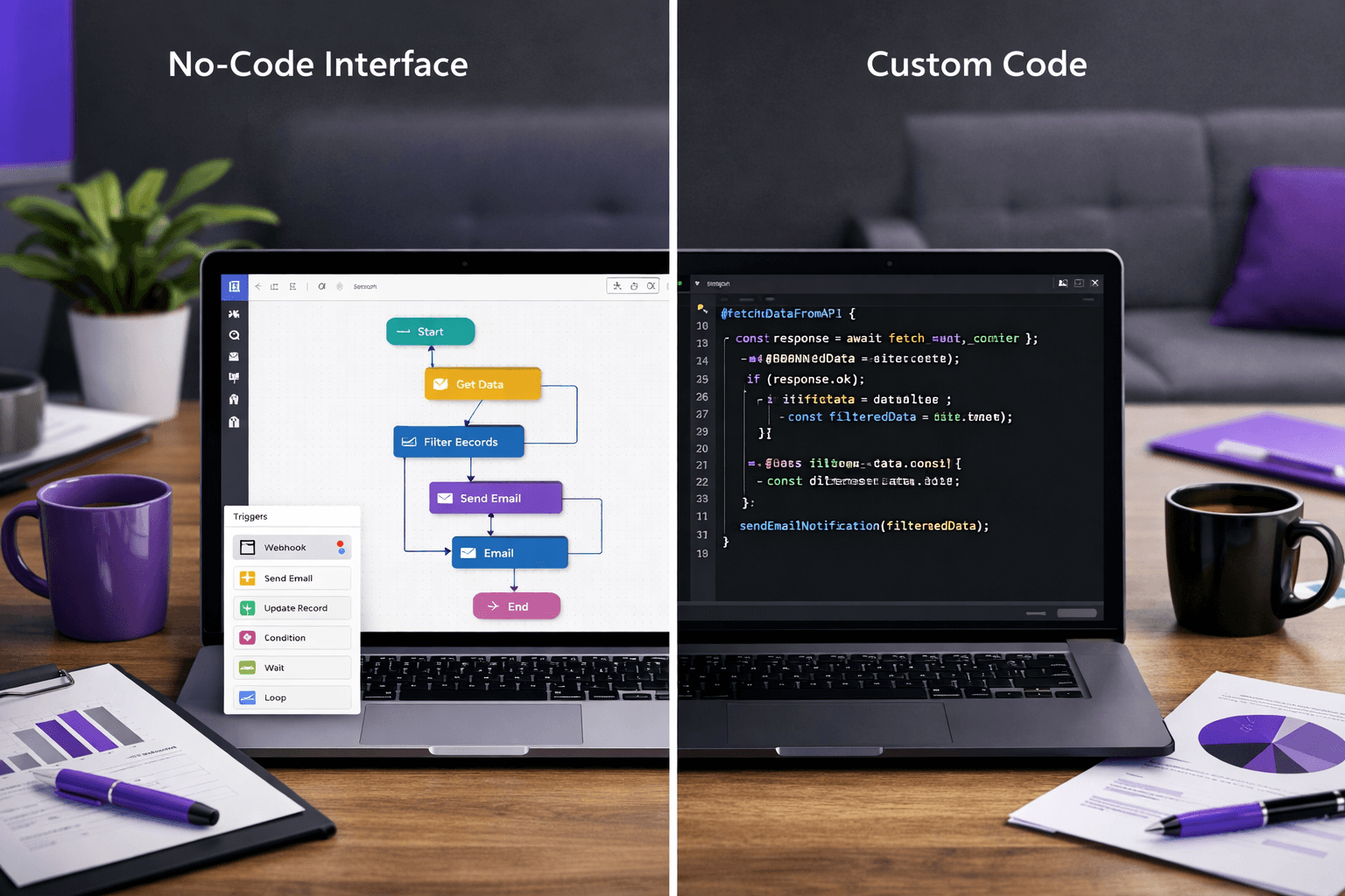 No-Code vs Custom Development: Which Is Right for Your Business? — Blog article by iOLab Digital