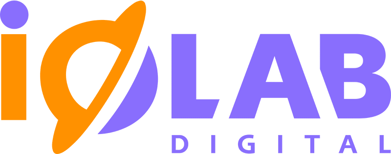 iOLab Digital Wordmark Logo — full-color purple and orange logo for light backgrounds by iOLab Digital
