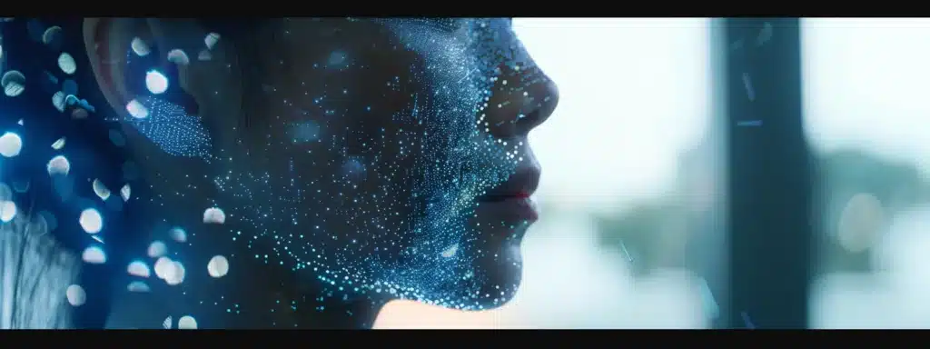 a futuristic ai algorithm analyzing diverse, age-based customer profiles with precision and speed.