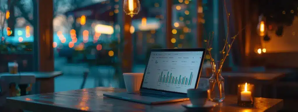 a close-up shot of a laptop screen displaying a graph showing the growth of a restaurant's email list success over time.