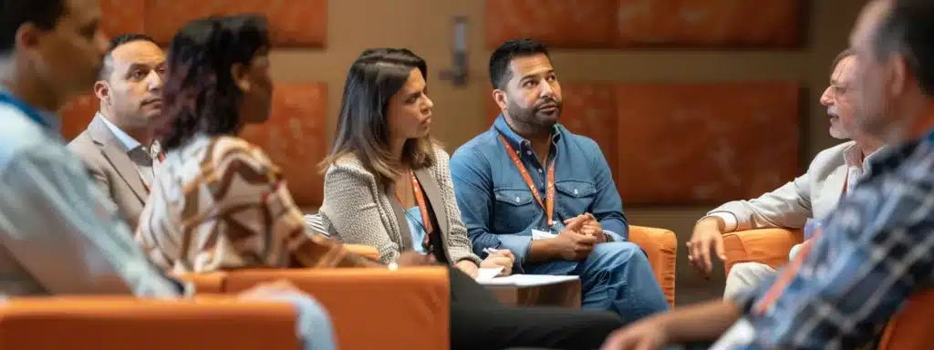 a diverse group of professionals engaged in collaborative brainstorming sessions, utilizing advanced ai technology to personalize marketing strategies for different occupational segments.